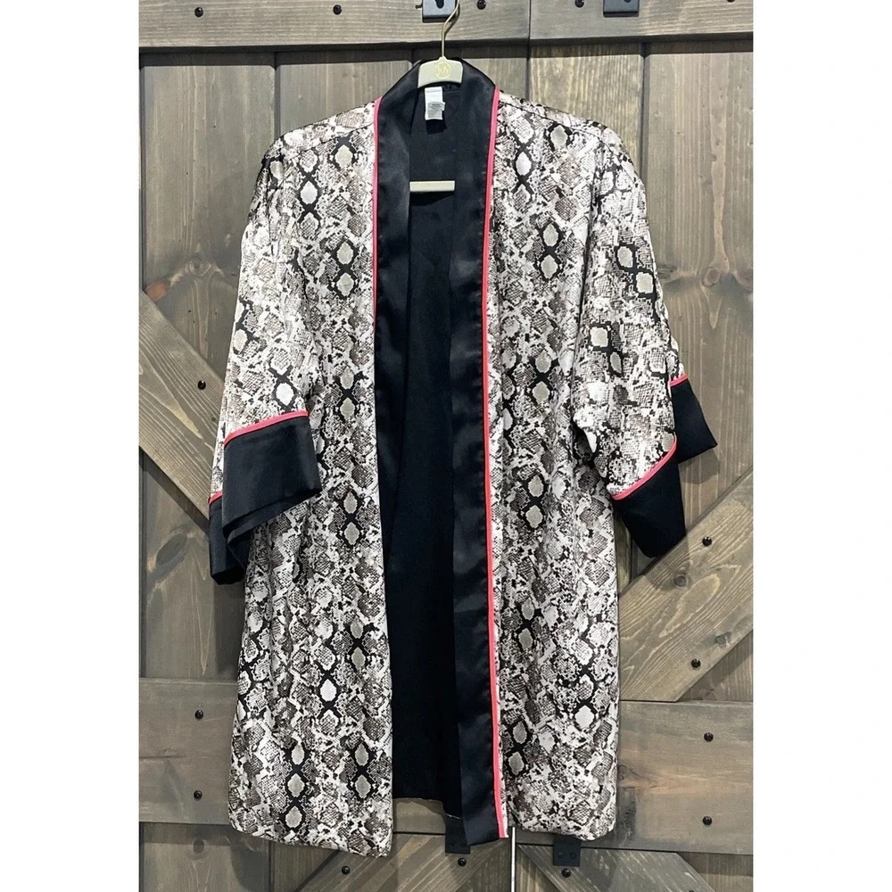 VICTORIA'S SECRET Satin Robe Snake Reversible Kimono Sleepwear‎ Women's XS/S